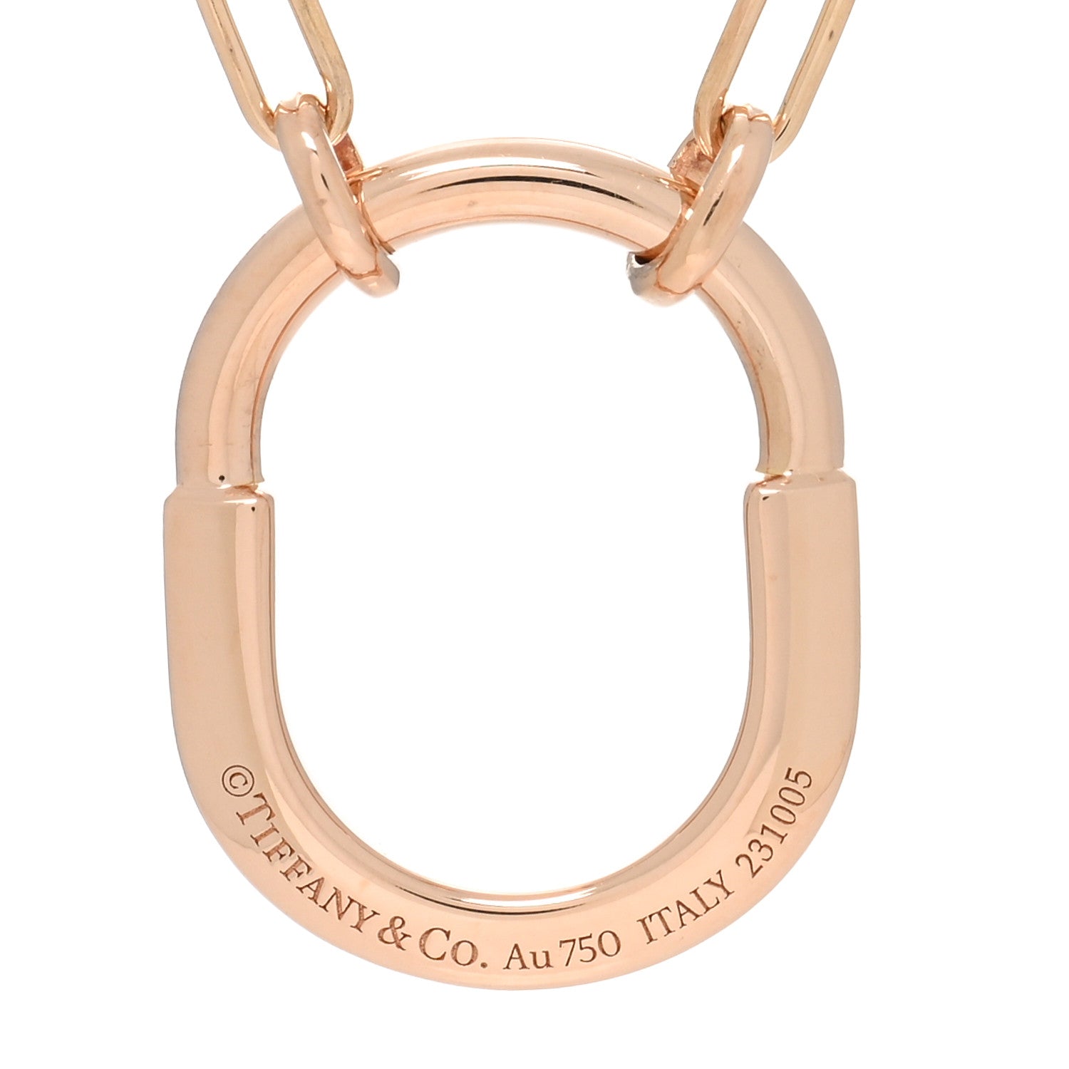 Tiffany 18K Rose Gold Pink Sapphire Small Lock Pendant Necklace 6 of 6