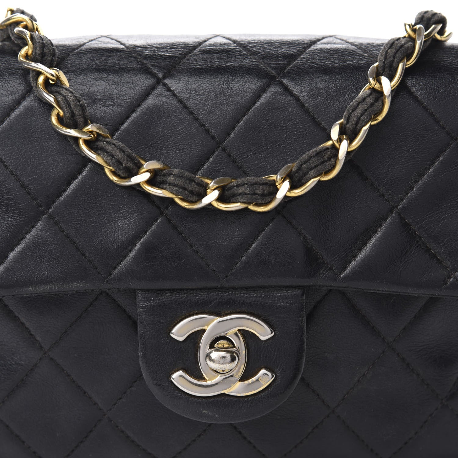 Chanel Lambskin Quilted Mini Square Flap Black 14 of 14