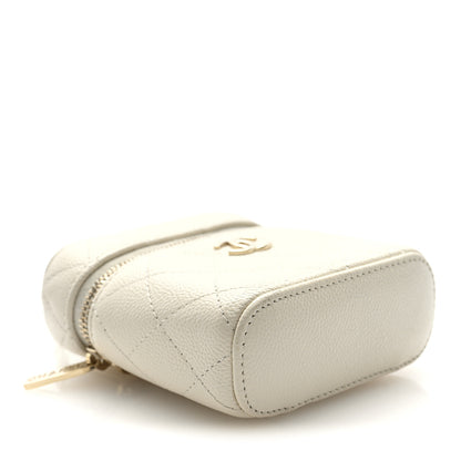 Chanel Caviar Quilted Small Handle With Care Vanity Case With Chain White 4 of 10