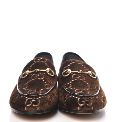Gucci Velvet GG Monogram Horsebit Womens Jordaan Loafers 39.5 Brown Black 2 of 9