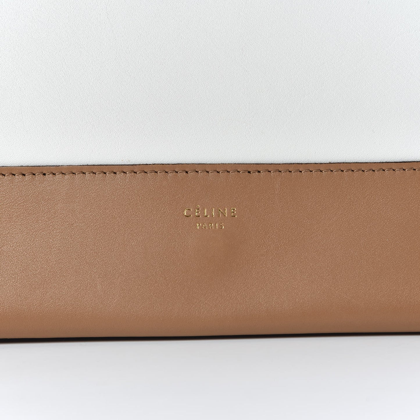 Shiny Smooth Calfskin Medium Frame Shoulder Bag Tan Optic White