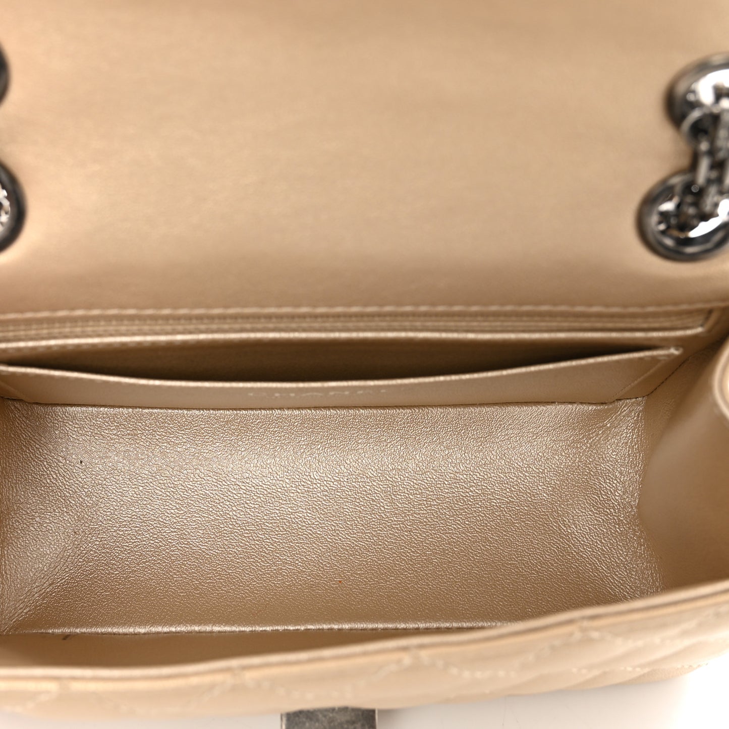 Metallic Sheepskin Quilted 2.55 Reissue Mini Flap Beige