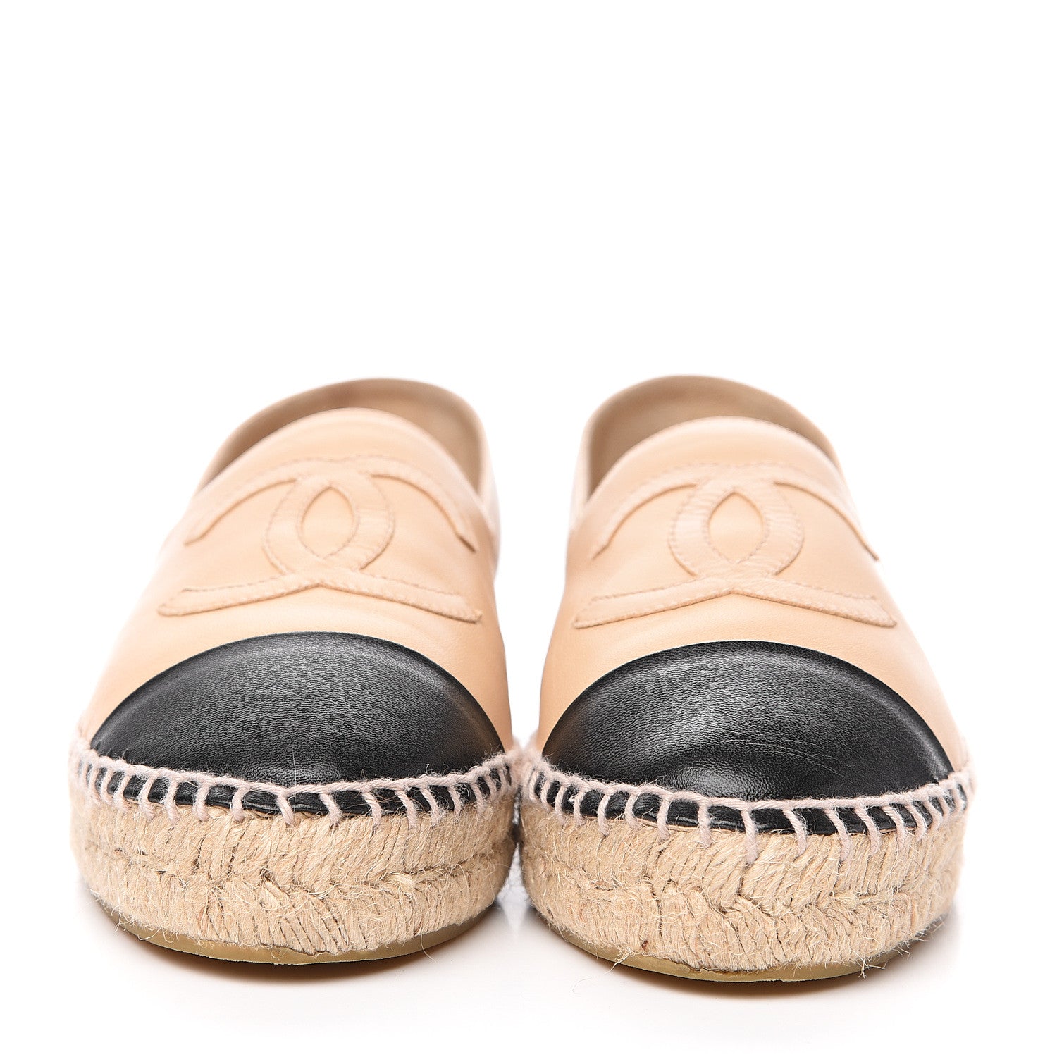 Chanel Lambskin CC Espadrilles 37 Beige Black 2 of 10