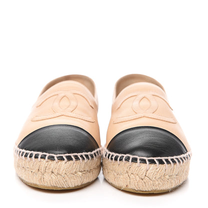 Chanel Lambskin CC Espadrilles 37 Beige Black 2 of 10