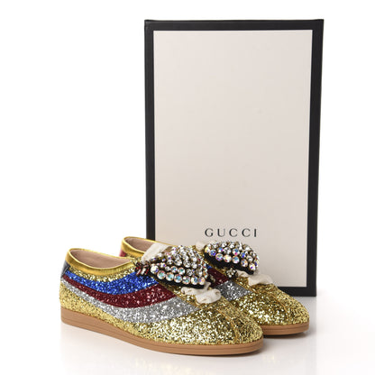 Gucci Glitter Fabric Pierced Heart Falacer Sneakers 36.5 Gold 11 of 11