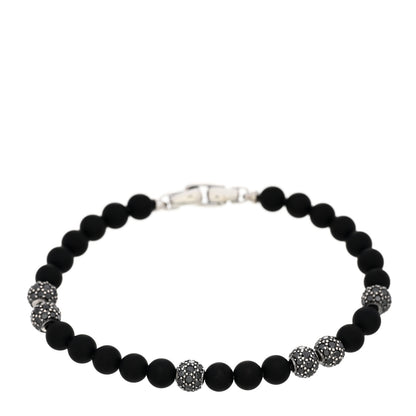 David Yurman Sterling Silver Black Diamond Black Onyx 6mm Spiritual Beads Bracelet 1 of 3