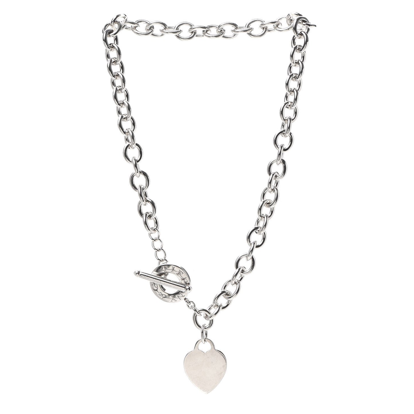 Sterling Silver Heart Tag Toggle Necklace