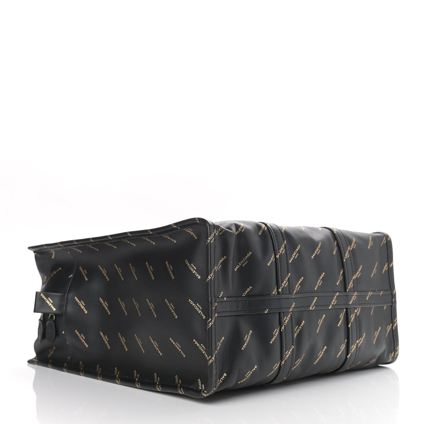 Calfskin Allover Logo Medium Bazar Shopper Tote Black Gold