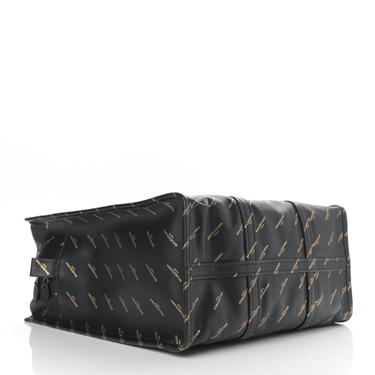 Balenciaga Calfskin Allover Logo Medium Bazar Shopper Tote Black Gold 4 of 10