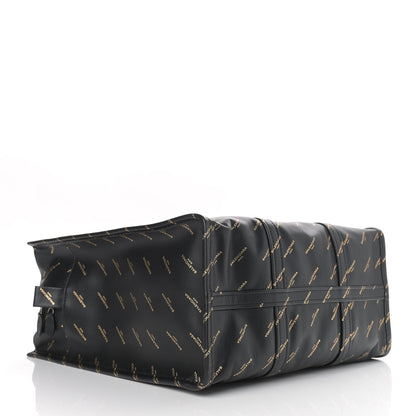 Balenciaga Calfskin Allover Logo Medium Bazar Shopper Tote Black Gold 4 of 10