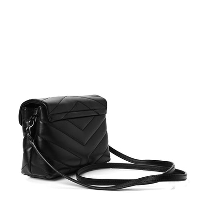 Saint Laurent Calfskin Y Quilted Monogram Toy Loulou Crossbody Bag Black 3 of 8
