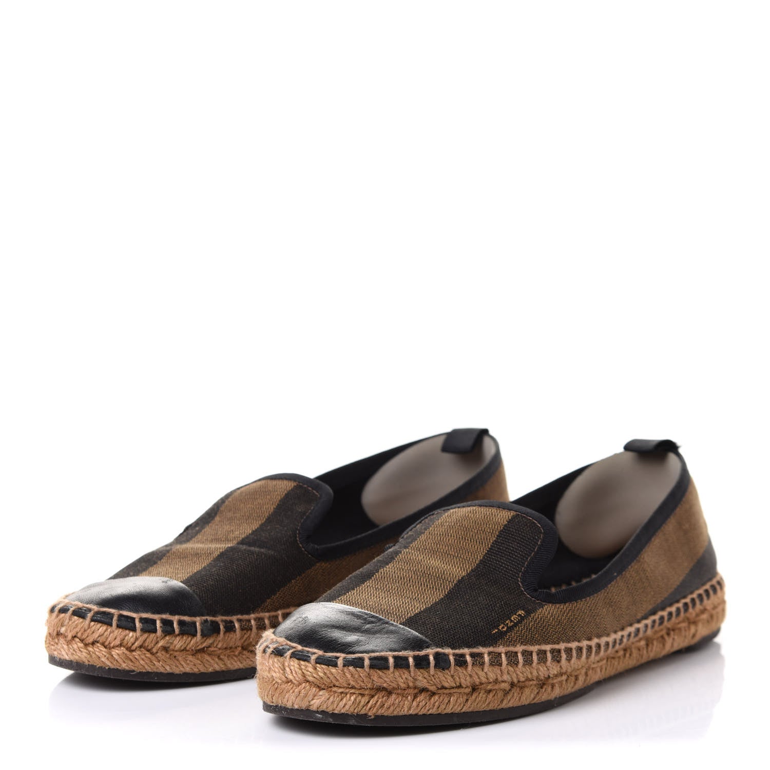 Fendi Canvas Pequin Espadrilles 36 Tobacco Black 3 of 8