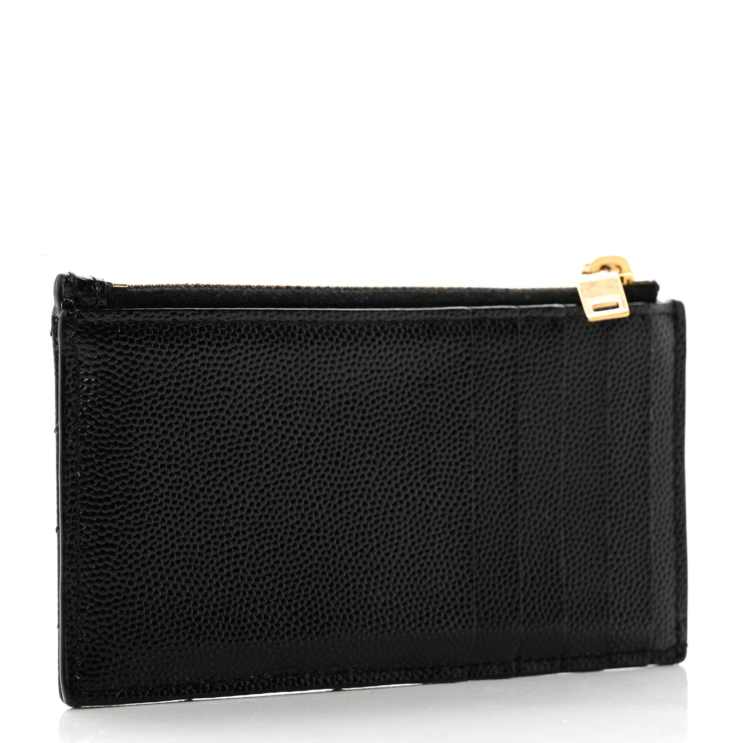 Grain De Poudre Matelasse Chevron Monogram Fragments Zippered Card Case Black