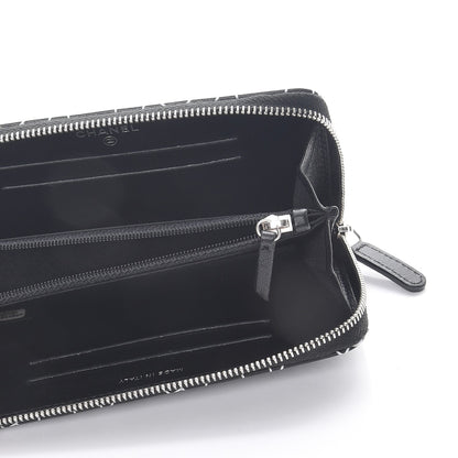 Chanel Lambskin Camellia Embossed Zip Around Wallet Black 5 of 9