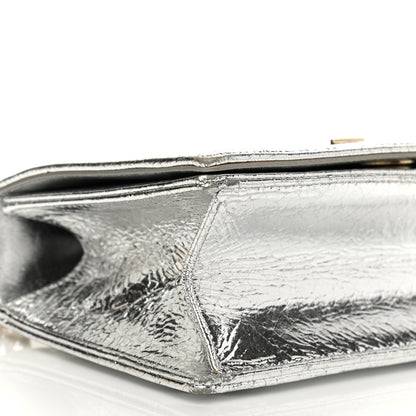 Christian Dior Metallic Ceramic Effect Deerskin Medium Diorama Flap Bag Silver 10 of 13