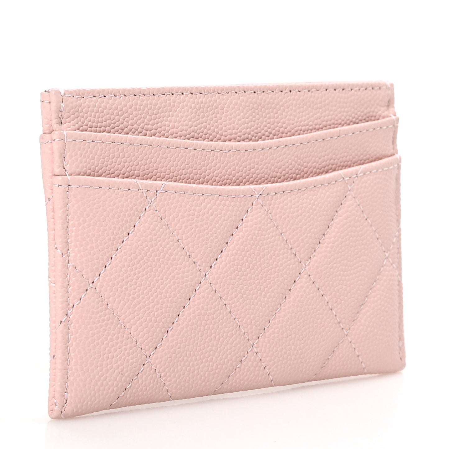 Caviar Quilted Card Holder Light Pink
