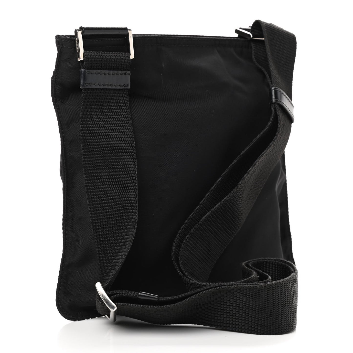 Tessuto Nylon Saffiano Flat Messenger Bag Black