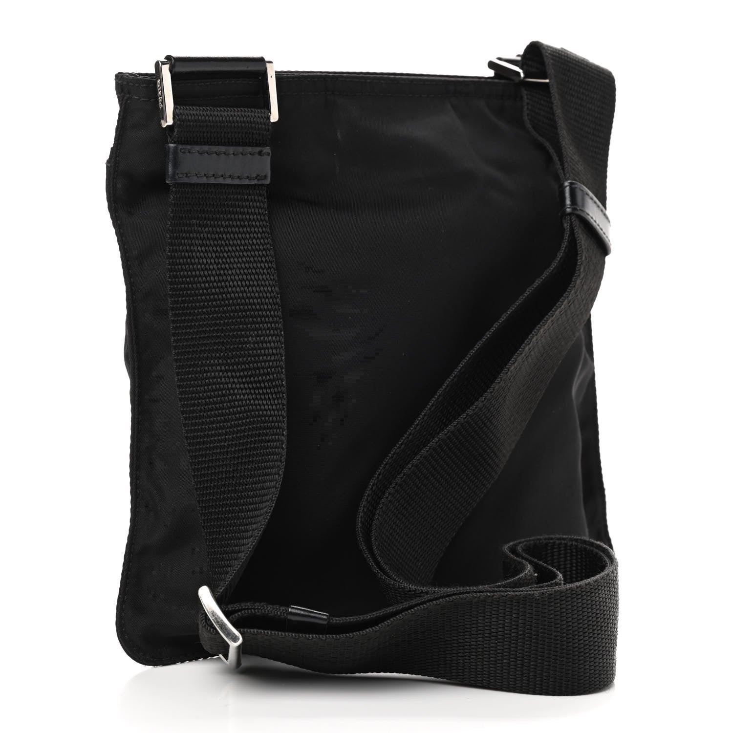 Prada Tessuto Nylon Saffiano Flat Messenger Bag Black 3 of 8