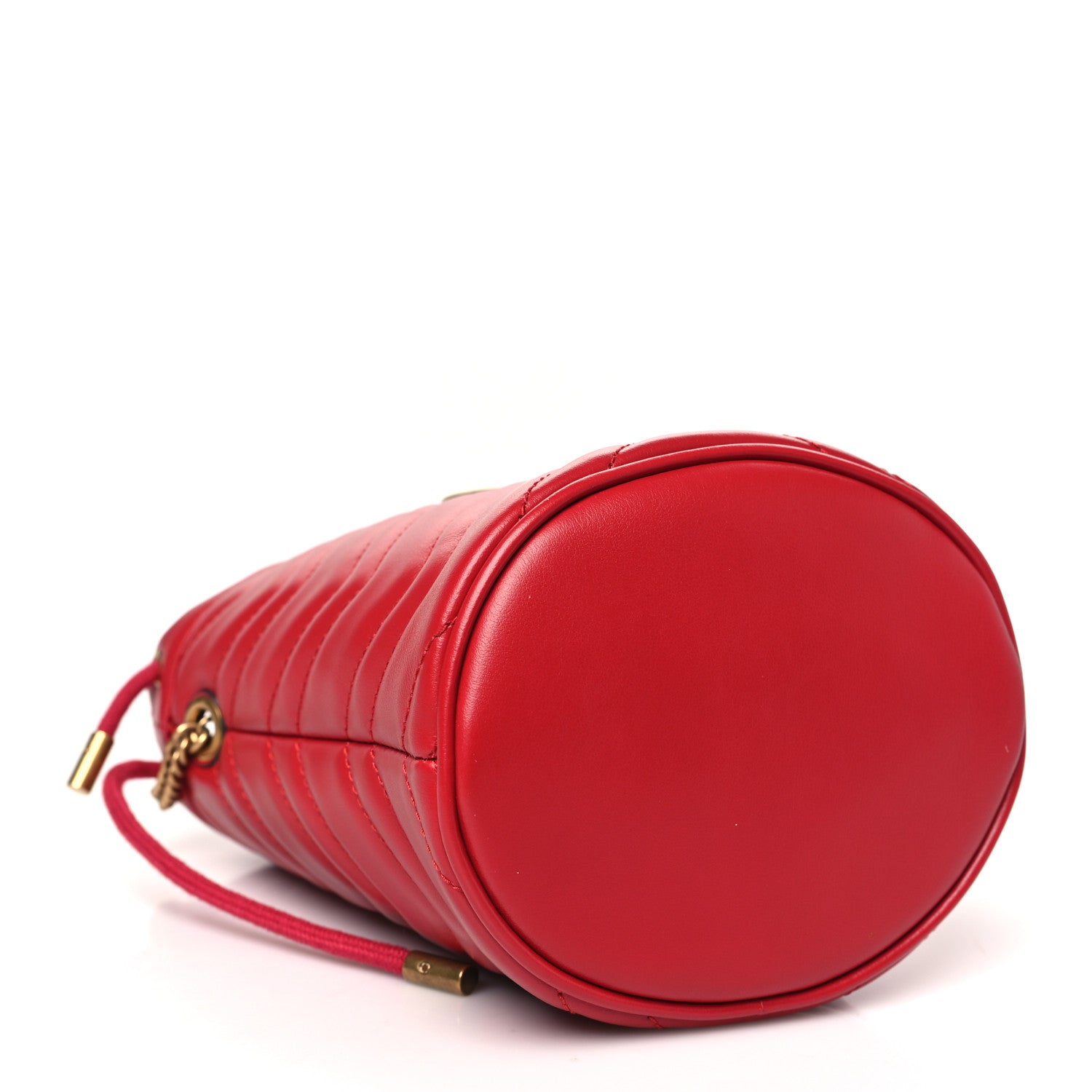 Gucci Calfskin Matelasse Mini GG Marmont 2.0 Bucket Bag Hibiscus Red 4 of 11