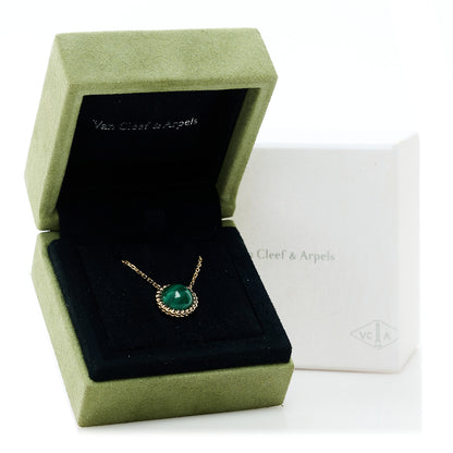 Van Cleef & Arpels 18K Yellow Gold Malachite Perlee Couleurs Pendant Necklace 6 of 6