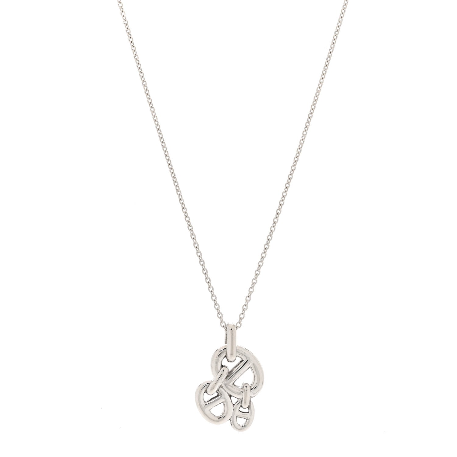 Hermes Sterling Silver Amulette Chaine d'Ancre Enchaine Pendant Necklace 1 of 6