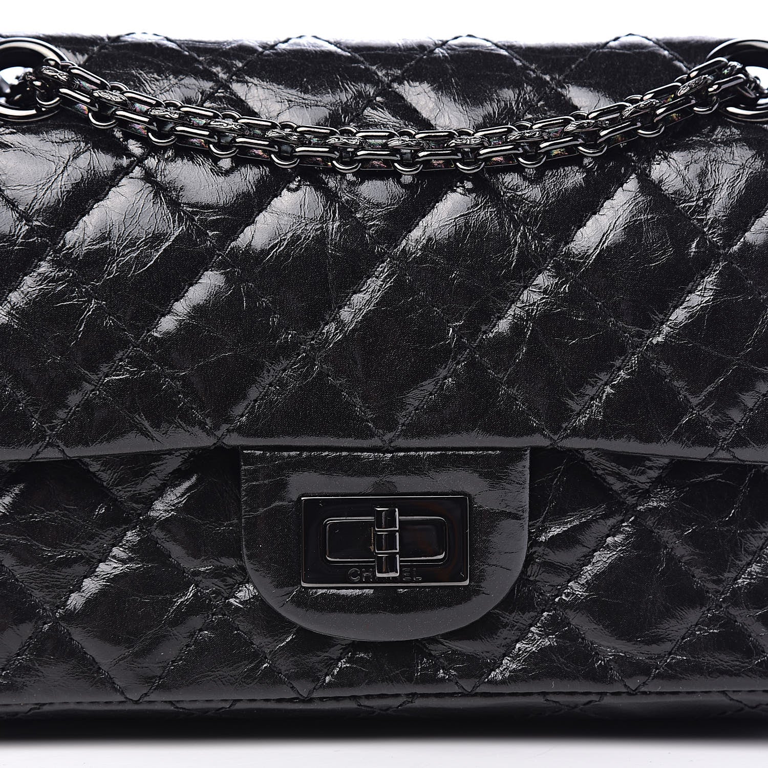 Chanel Shiny Aged Calfskin Quilted 2.55 Reissue 224 Flap So Black 10 of 10