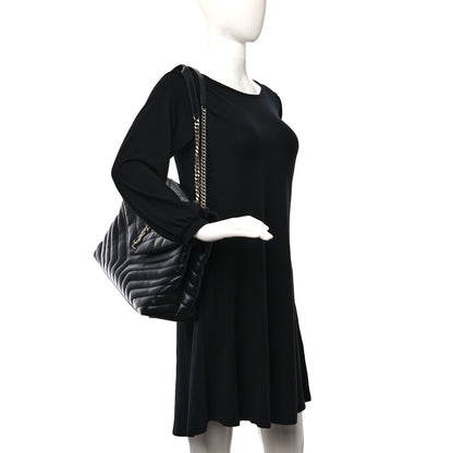 Saint Laurent Calfskin Y Quilted Monogram Large Loulou Chain Satchel Black 2 of 11