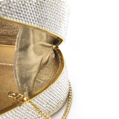 Judith Leiber Swarovski Crystal Minaudiere Clutch Gold Silver 16 of 19