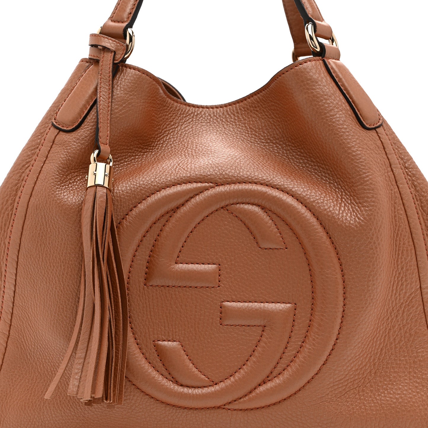 Metallic Pebbled Calfskin Medium Soho Shoulder Bag Blush