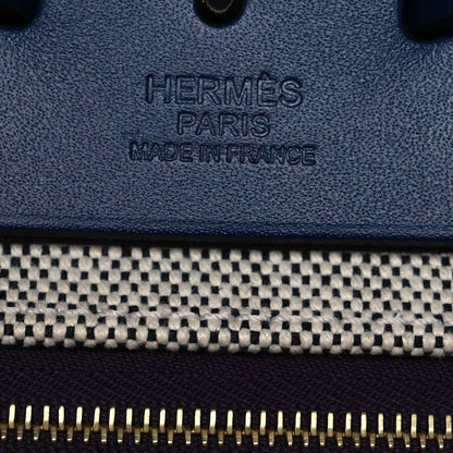 Hermes Toile H Berline Vache Hunter Herbag Zip PM 31 Cassis Ecru Black Bleu Saphir 6 of 14