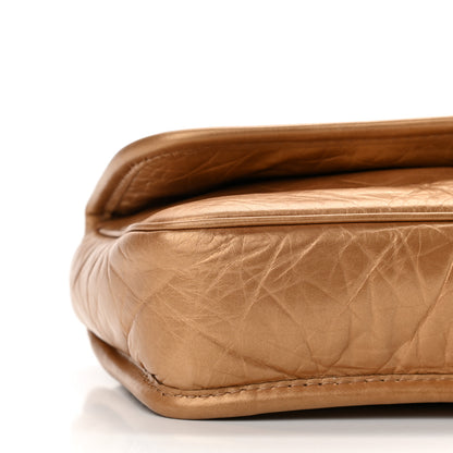 Chanel Aged Calfskin Quilted Vintage Ligne Messenger Flap Gold 9 of 11