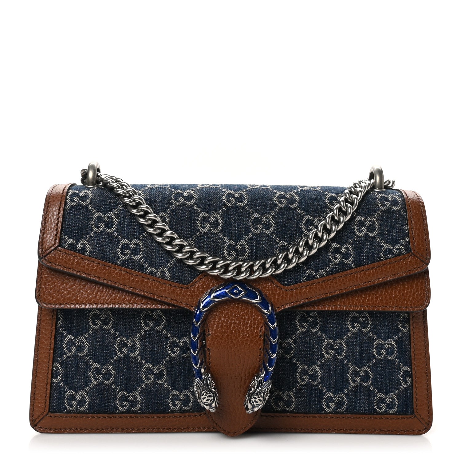 Gucci New Denim GG Monogram Dollar Calfskin Enamel Small Dionysus Shoulder Bag Blue Tea Cuir Epilog Electric Blue 1 of 10
