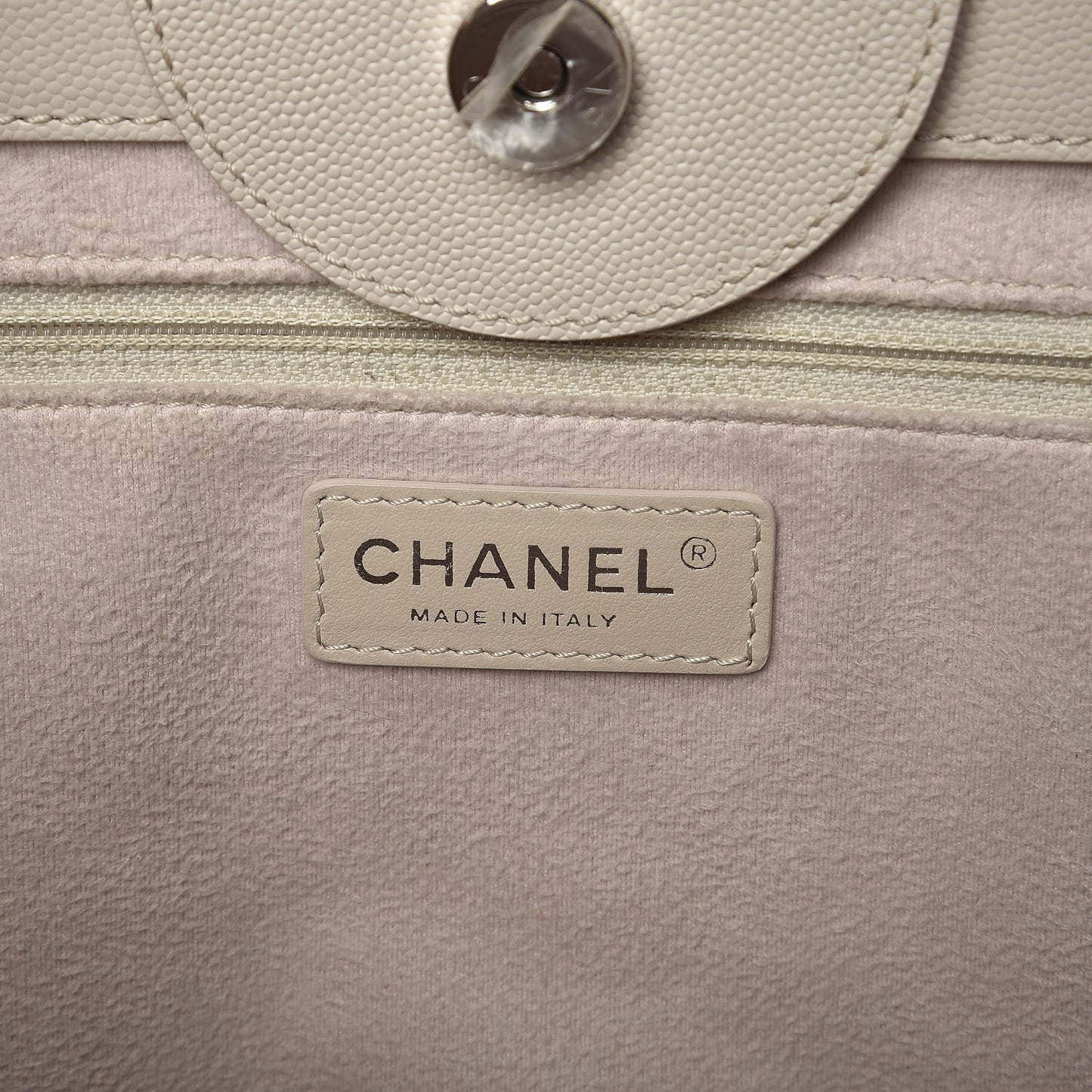 Caviar Large Studded Deauville Tote Beige