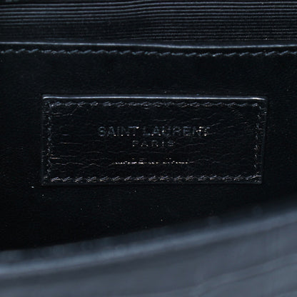 Saint Laurent Calfskin Crocodile Embossed Small Classic Monogram Kate Tassel Satchel Black 7 of 11