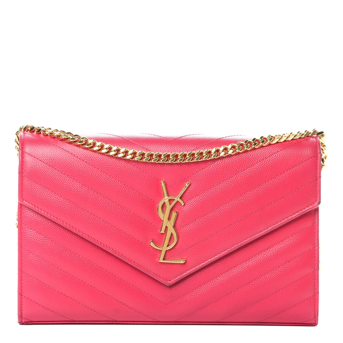 Grain De Poudre Matelasse Chevron Monogram Chain Wallet Bubblegum