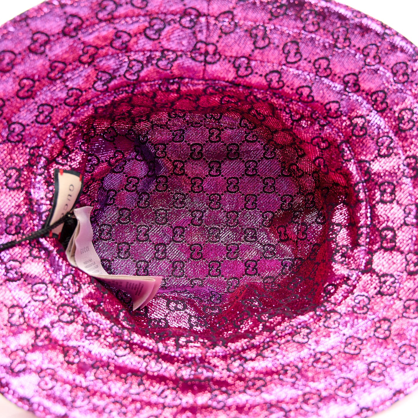 Canvas Lame GG Monogram Reversible Bucket Hat S Fuxia Pink