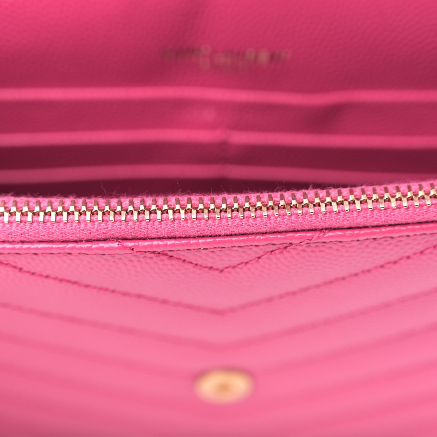 Saint Laurent Grain De Poudre Matelasse Chevron Monogram Envelope Chain Wallet Fresh Fuchsia 10 of 10