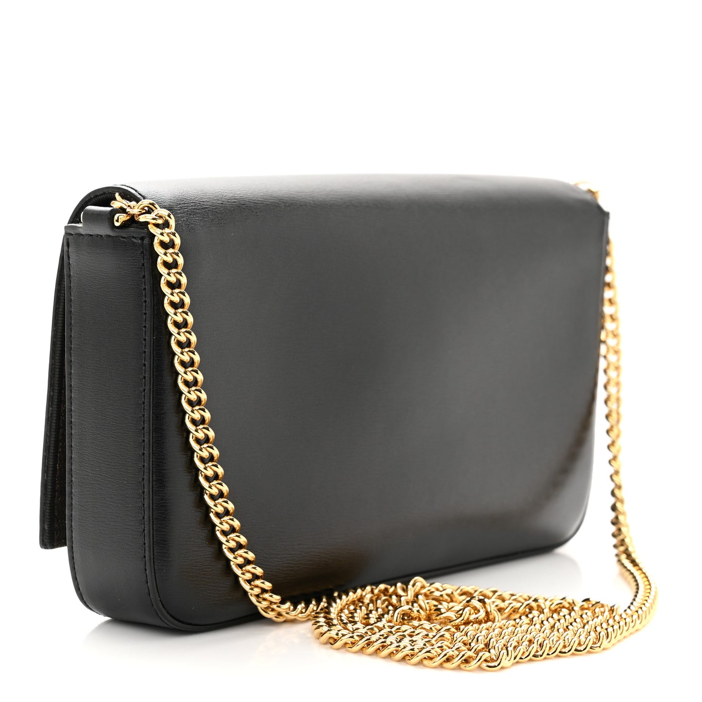 Vitello Palmellato Wallet on Chain with Pouches Black
