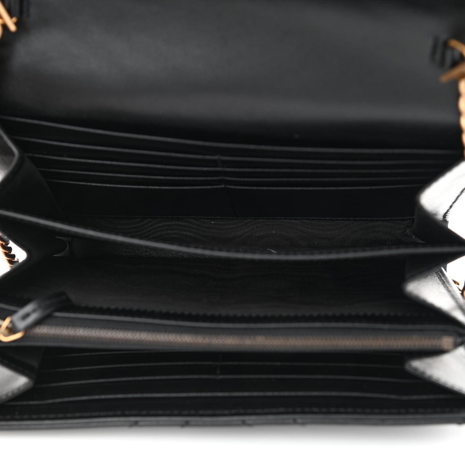 Gucci Calfskin Matelasse GG Marmont Chain Wallet Black 5 of 10