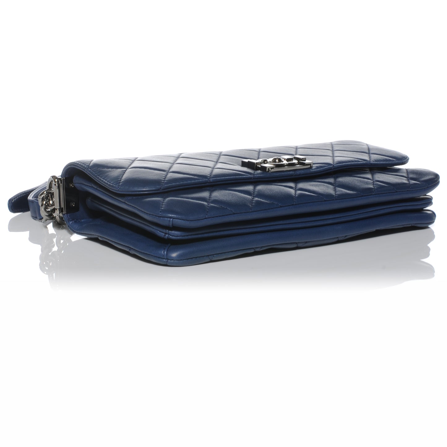 Lambskin Quilted Soft Boy Flap Blue