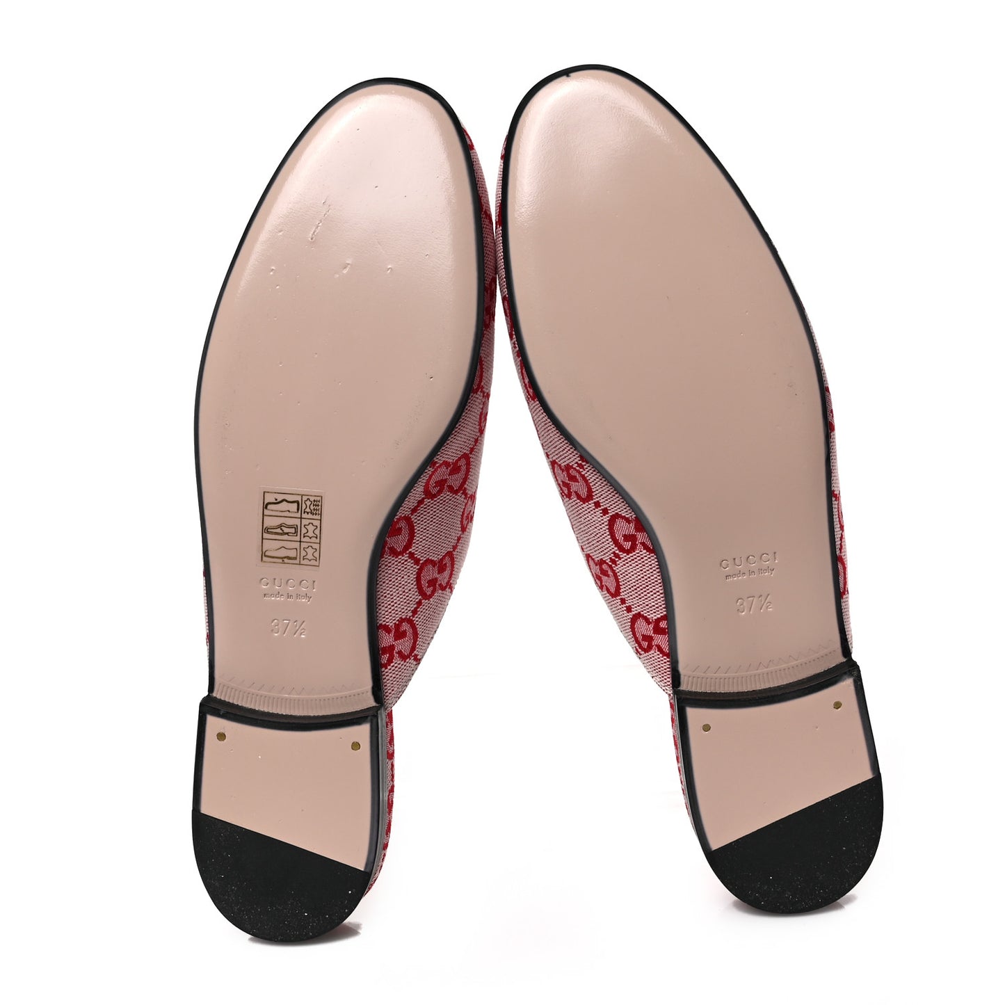 Canvas GG Monogram Horsebit Womens Princetown Slippers 37.5 Gardenia Hibiscus Red