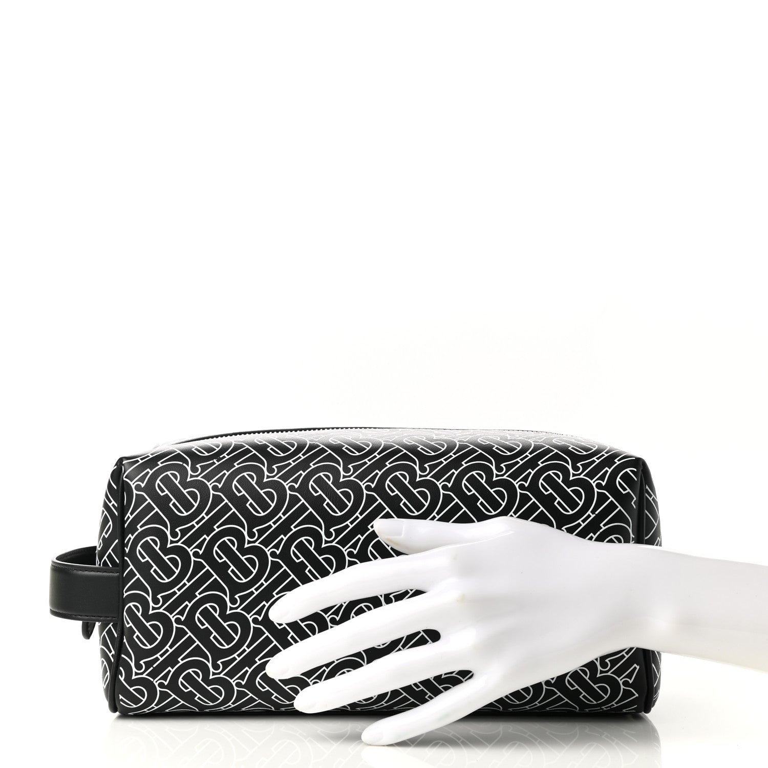 Burberry Calfskin Monogram Washbag Black White 2 of 8
