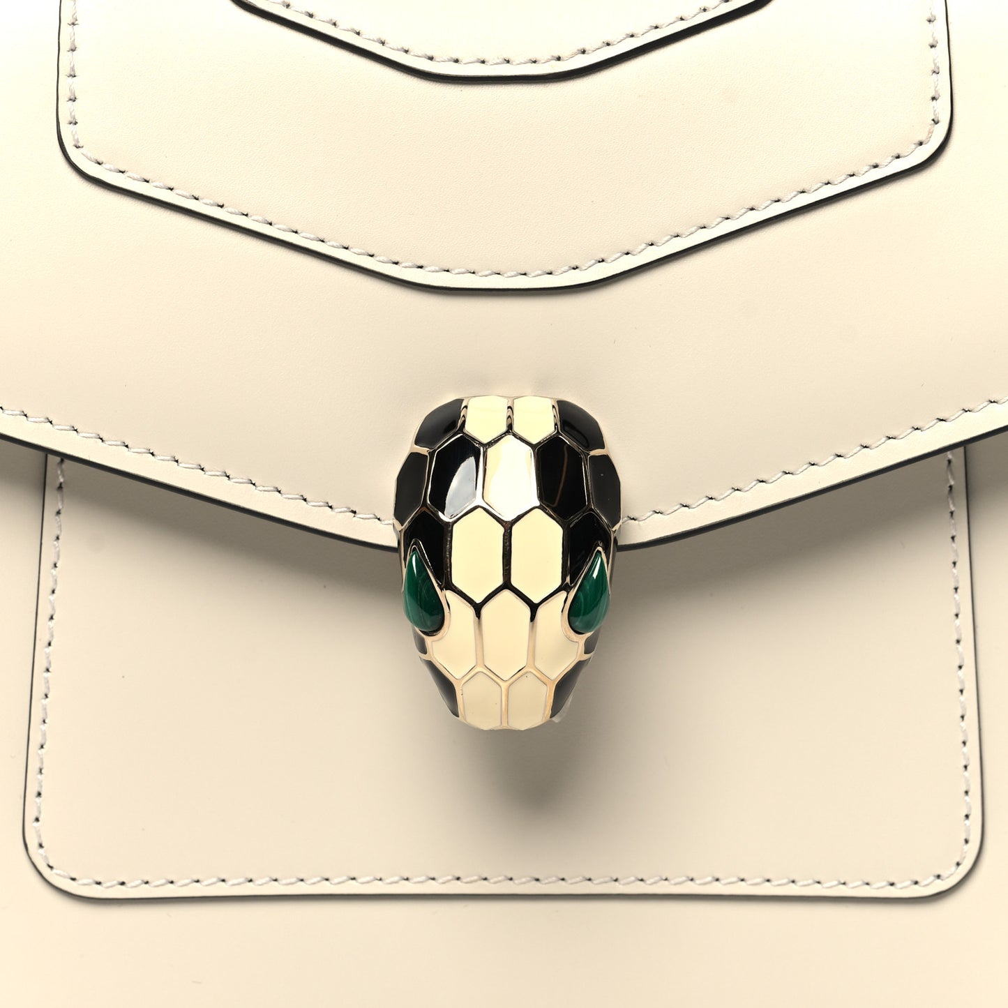 Calfskin Serpenti Forever Top Handle White