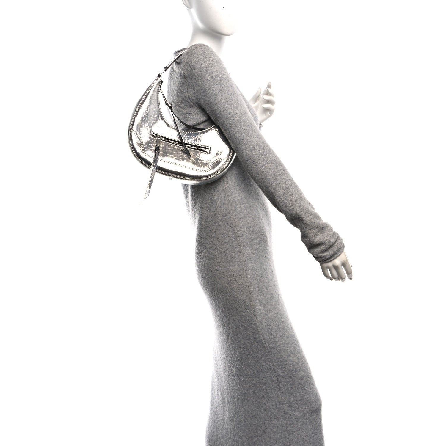 Marc Jacobs Crinkled Calfskin Crusier Crescent Bag Silver 2 of 9