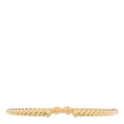 David Yurman 18K Yellow Gold Diamond 4mm Cablespira X Station Cable Bracelet 2 of 4