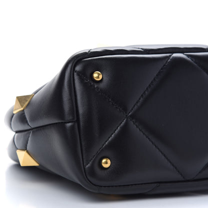 Valentino Garavani Nappa Small Roman Stud The Handle Bag Black 7 of 8