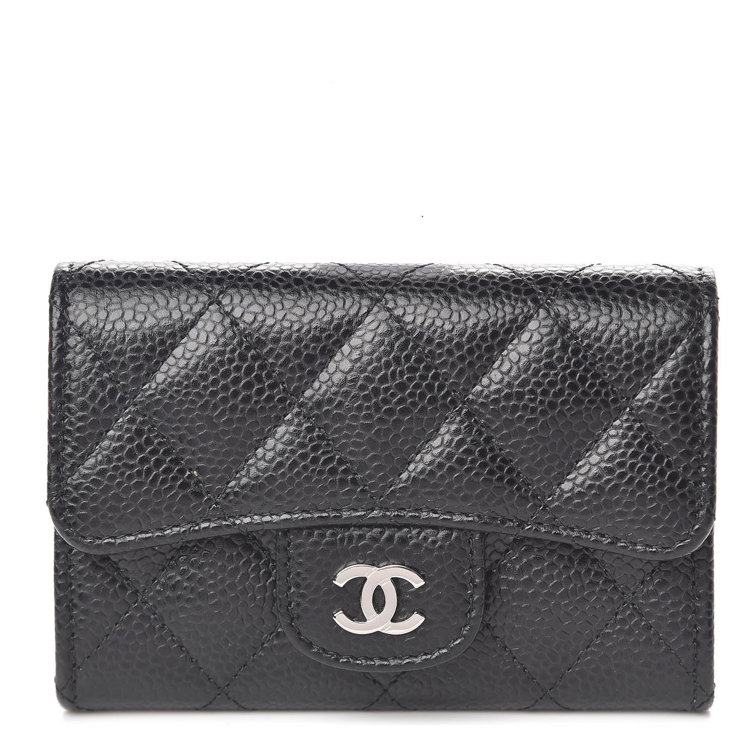 Chanel Caviar Quilted Flap Card Holder Wallet Black 1 of 8