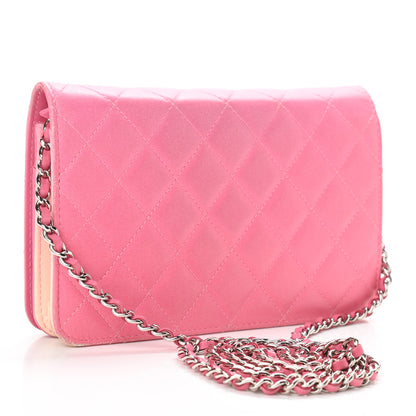 Chanel Faded Lambskin Quilted Zephyr Wallet on Chain WOC Dark Pink 3 of 14