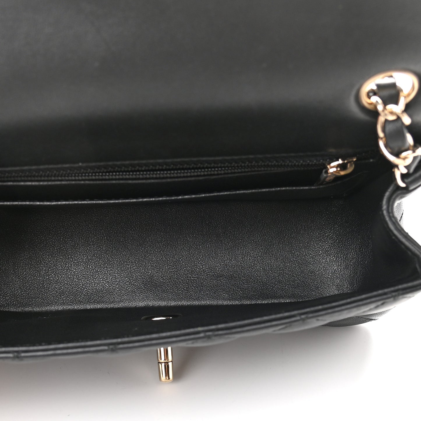 Lambskin Quilted Mini Rectangular Flap Black