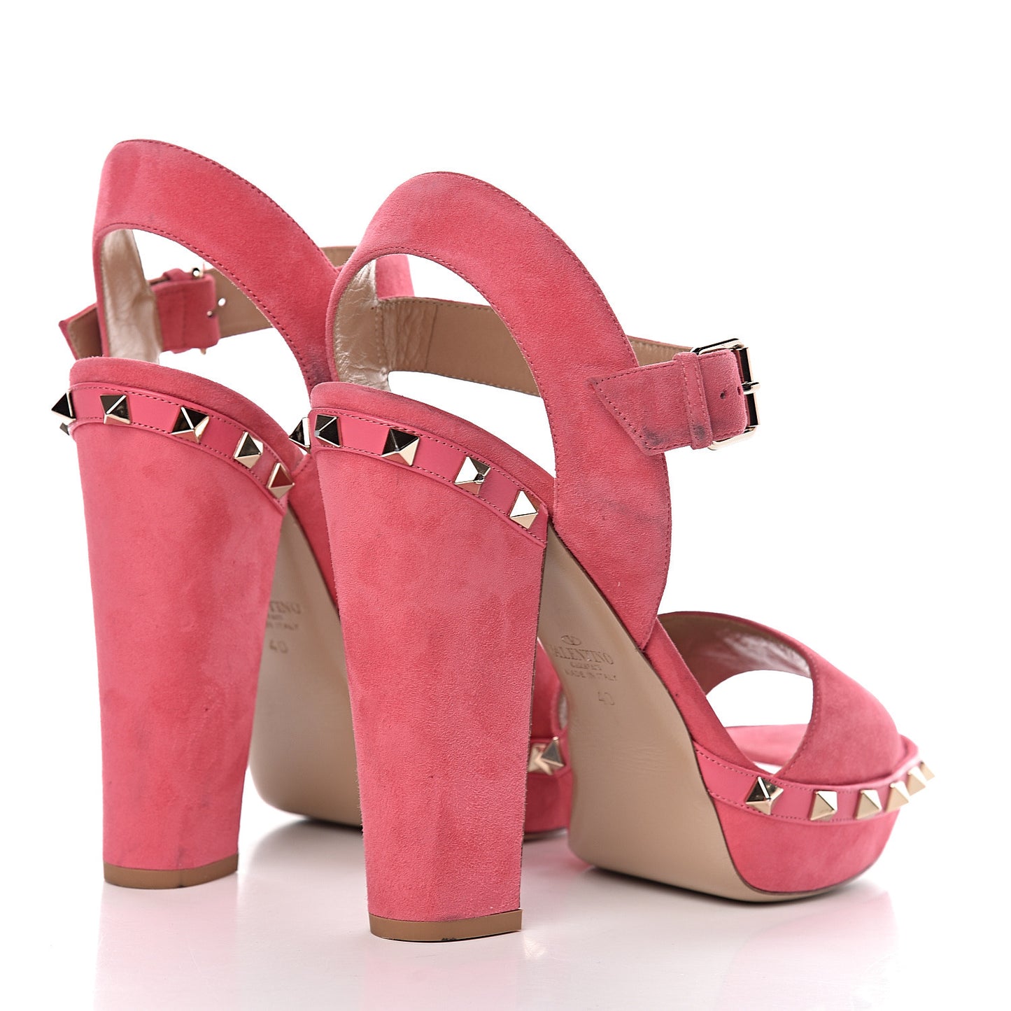 Suede Rockstud 75/125mm Platform Sandals 40 Shadow Pink
